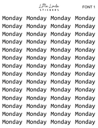 Mini Days of the Week - Font 1