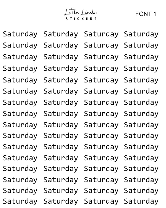 Mini Days of the Week - Font 1