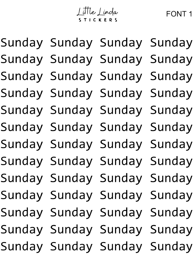 Mini Days of the Week - Font 1