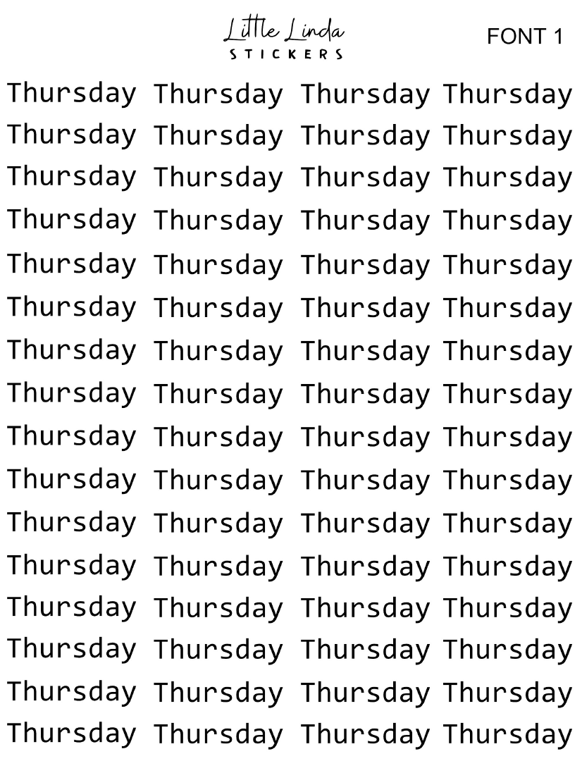Mini Days of the Week - Font 1