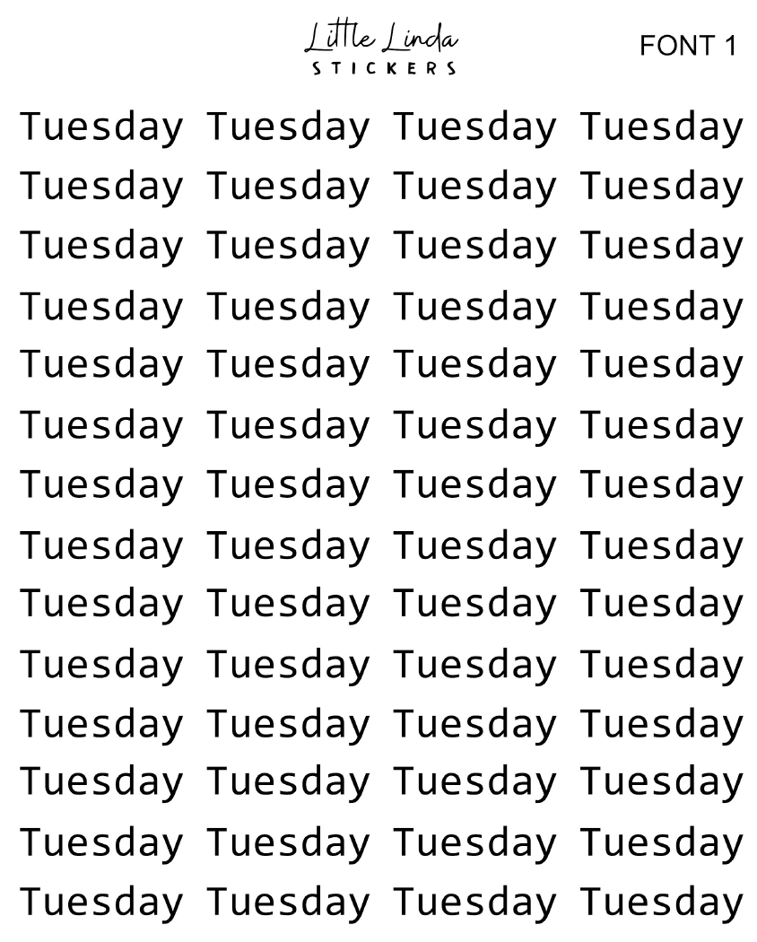 Mini Days of the Week - Font 1