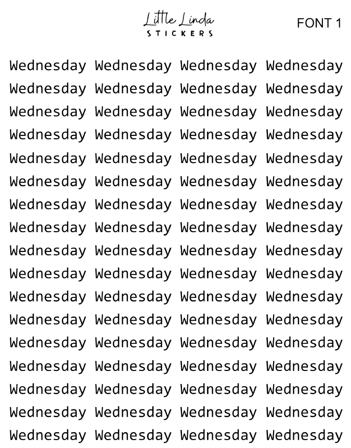 Mini Days of the Week - Font 1