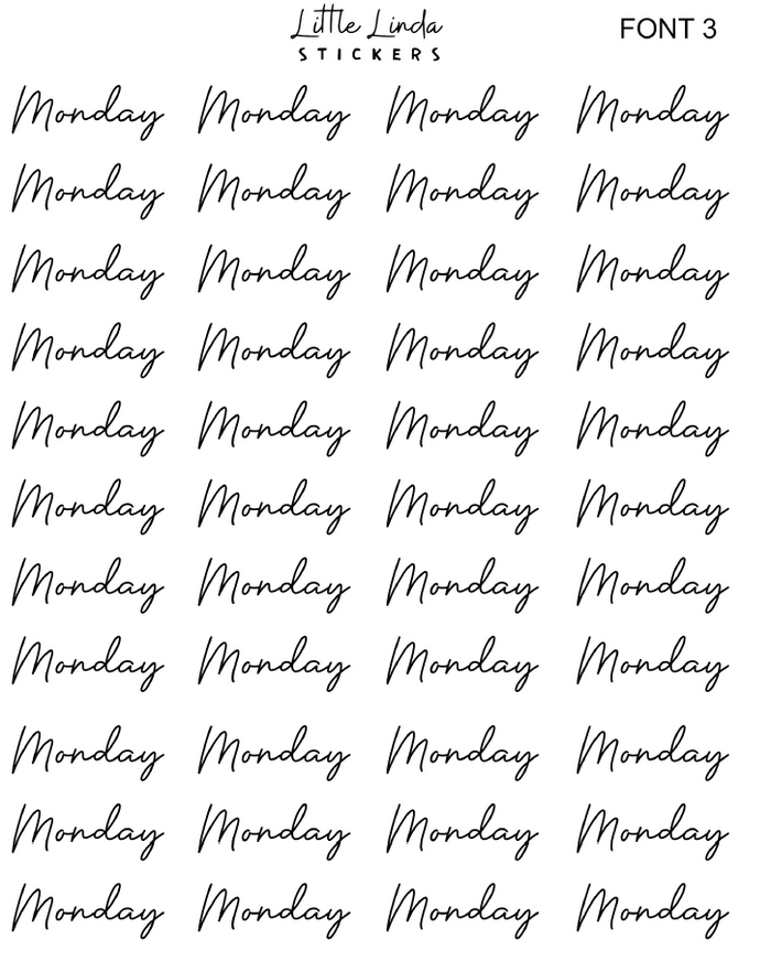 Mini Days of the Week - Font 3