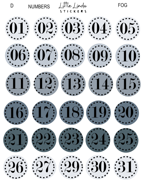 2027 | Date Numbers | The Basic Edit planner stickers, Fog / Glossy