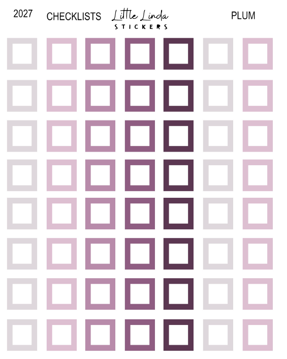 2027 | Checklist Squares | The Basic Edit planner stickers, Plum / Glossy