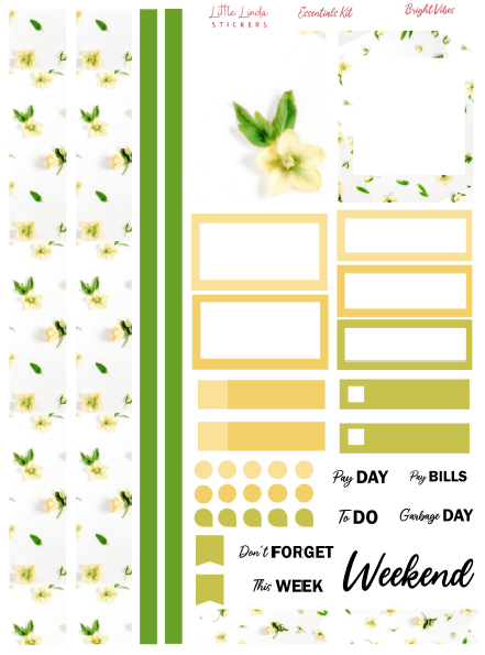Bright Vibes - Essentials Kit planner stickers, Essential Sheet / Glossy