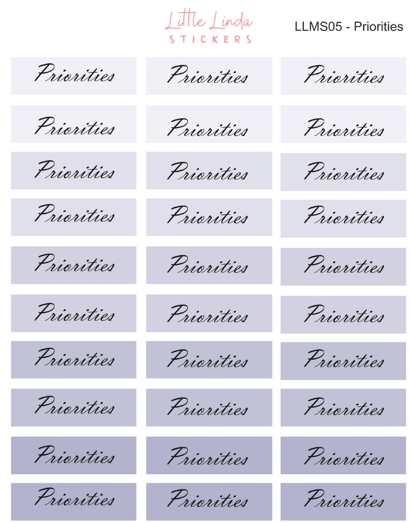 Priorities Stickers - Minimal